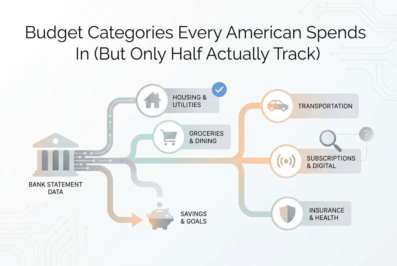Professional header image for list-based article: Budget Categories Every American Spends In (But Only Half...