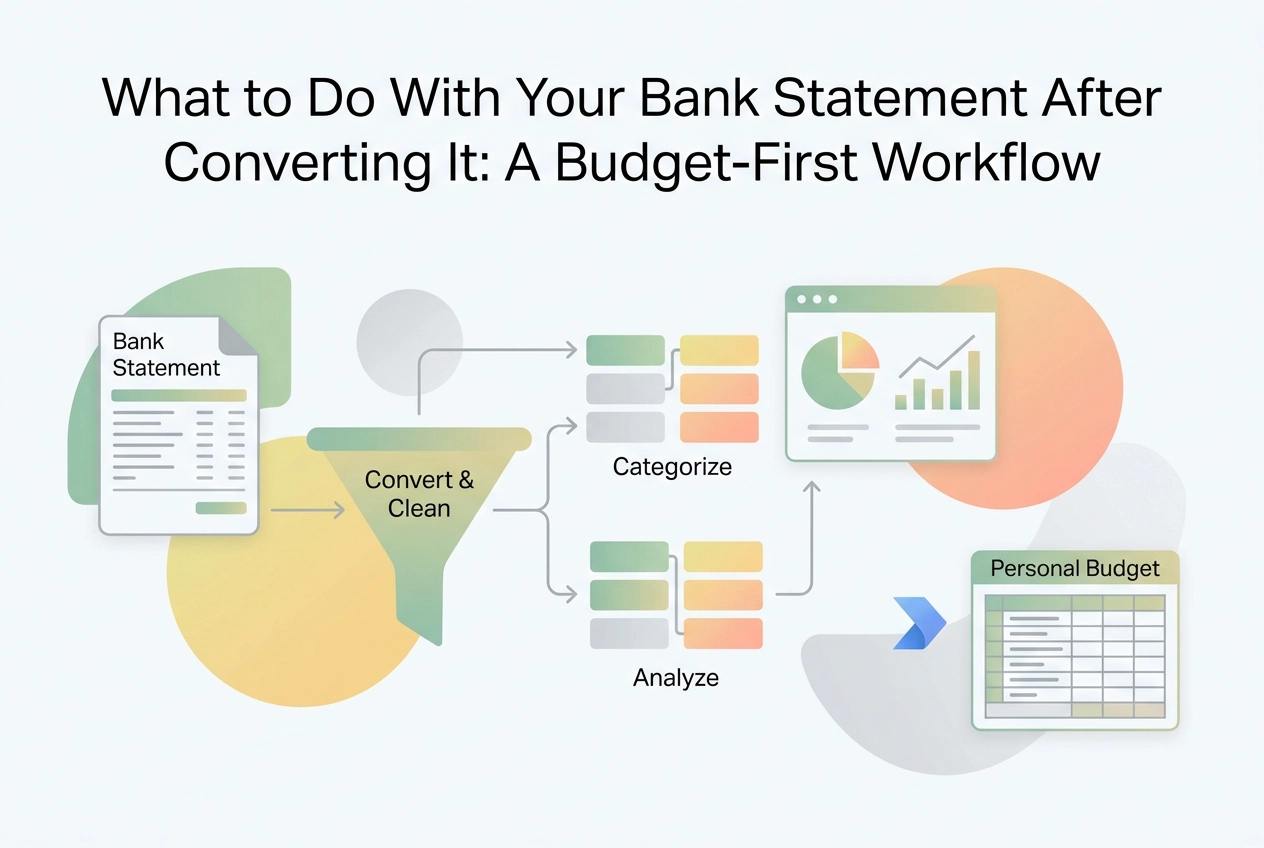 Professional header image for step-by-step guide: What to Do With Your Bank Statement After Converting It: ...
