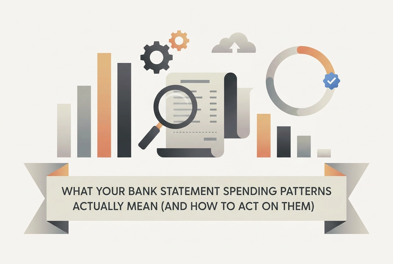 Professional header image for educational tutorial: What Your Bank Statement Spending Patterns Actually Mean ...